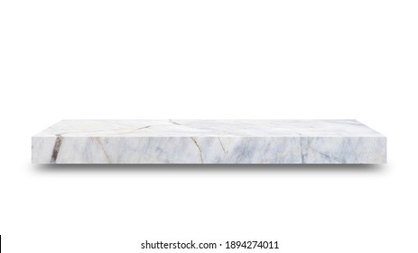 Shelf marble isolated on a white background and display montage for the product Embed Clipping Path separate with black shadows.
