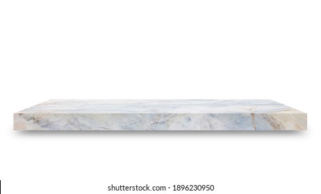 Shelf Marble Isolated On A White Background And Display Montage For The Product Embed Clipping Path Separate With Black Shadows.