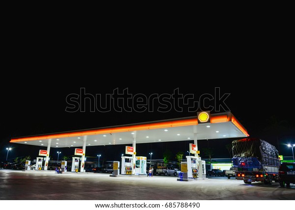 Shell gas station on July 7, 2017 in\
Bangkok,Thailand. According to Forbes, Royal Dutch Shell oil\
company is the 5th largest company\
worldwide.