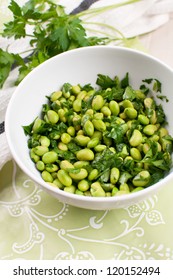 Shelled Edamame Beans With Parsley Salad