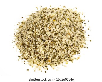 Shelled Hemp Seeds Isolated On White Background