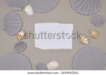 shells on grey background - hello summer - happy holidays - 