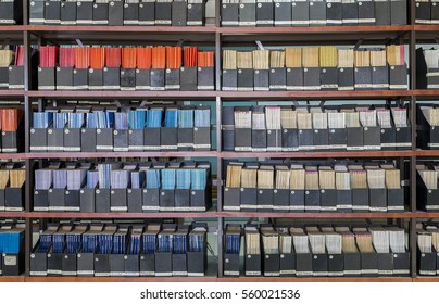 Shelves With Old Scientific Journals In A Library 