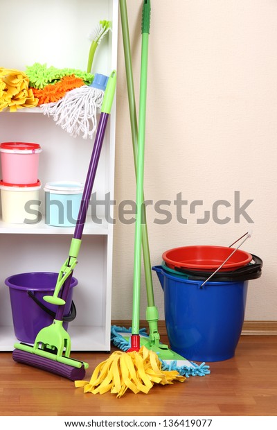 Shelves Pantry Cleaners Home Closeup Stock Photo Edit Now 136419077