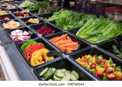 Shelves Of Salad Bar Fresh Vegetables