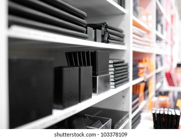 Shelves With Stationery In A Shop