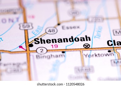 Shenandoah. Iowa. USA On A Map