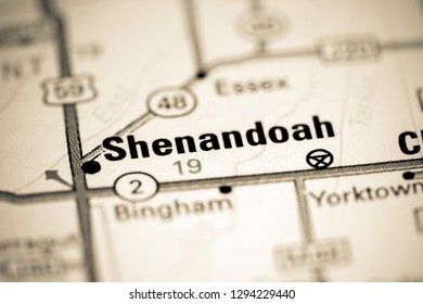 Shenandoah. Iowa. USA On A Map