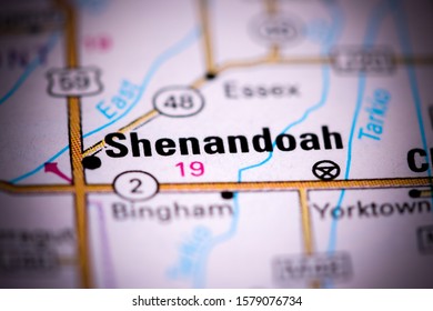 Shenandoah. Iowa. USA On A Map