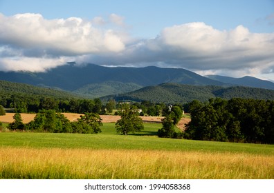 Shenandoah Mountains And Open Fields Outside Of Luray, Virginia