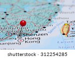 Shenzen pinned on a map of Asia 