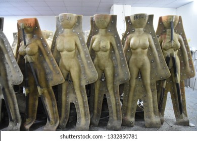 Shenzhen, China - 02.02.2019: Silicone Female Sex Doll (sex Robot) Body Molds In The Sex Toy Factory Workshop