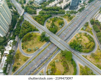 Shenzhen, China, 05 February 2022: Top View Of Shenzhen City Traffic
