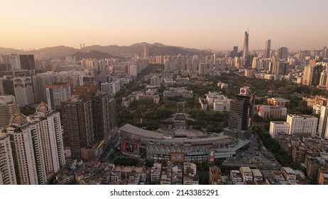 Shenzhen, China- April 4 2022: aerial view of Shenzhen special economic zone. Shenzhen special economic zone