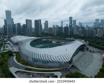 Shenzhen ,China - Circa 2022:  Aerial View Of Sports Stadium In Shenzhen City,China