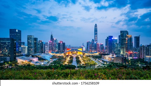 Shenzhen, China city skyline at twilight. - Powered by Shutterstock