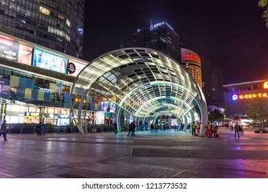 SHENZHEN, CHINA, DECEMBER 21 2017:Nightlife In Shenzhen Modern City Center