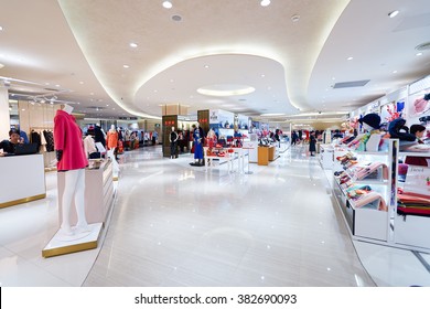 SHENZHEN, CHINA - FEBRUARY 05, 2016: interior of MixC Shopping Mall. MixC Shopping Mall is a large shopping mall located on No.1881, Bao'an Nan Road, Luohu District, ShenZhen, China.