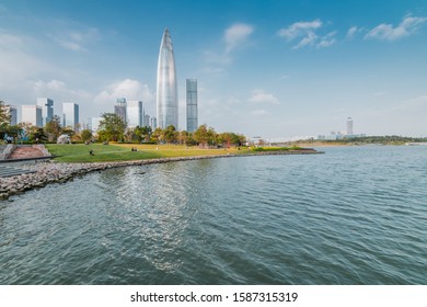 SHENZHEN, CHINA - NOV 12:Modern Skyscrapers In Shenzhen Bay On Nov 12, 2019. Shenzhen Is One Of The Major Economic Cities In China