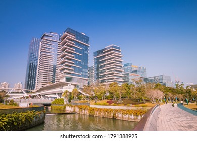 SHENZHEN, CHINA - NOV 13:Modern Skyscrapers In Shenzhen Bay On Nov 13, 2019. Shenzhen Is One Of The Major Economic Cities In China