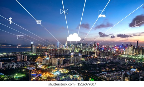 shenzhen city skyline and cloud concept
