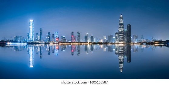 Shenzhen Nanshan District Skyline At Night