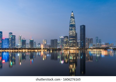 Shenzhen Nanshan District Skyline At Night