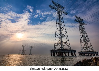 Shenzhen West Bay Park Sea High-voltage Power Lines