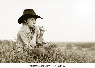 Shepherd Boy Playing On A Pipe