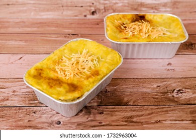 Shepherd's Pie Baked Mashed Potato & Minced Beef With Cheese Topping. Traditional Homemade Casserole.