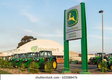 Shepparton, Australia - April 16, 2017: John Deere Is An American Manufacturer Of Agricultural, Forestry And Construction Machinery. This Dealership Is In Shepparton.