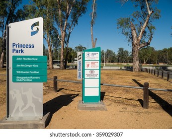 Shepparton, Australia - December 28, 2015: Princes Park Is A Football Oval And Cricket Ground In The Rural Australian City Of Shepparton.