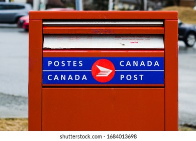 Sherbrooke, Canada- March 2020 : Post Box Canada Post