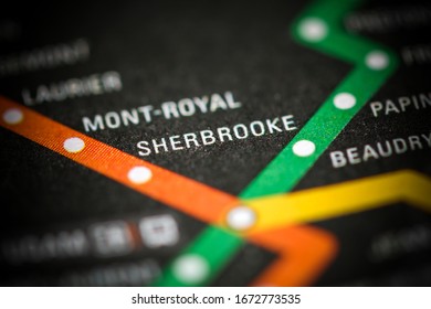 Sherbrooke. Montreal Metro Map Plan.