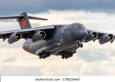SHEREMETYEVO, MOSCOW REGION, RUSSIA - JUNE 13, 2020: Xian Y-20 military jet airplane of China People's Liberation Army Air Force seen here during diplomatic visit at Sheremetyevo international airport