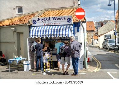 Sheringham, UK - August 15 2021: Shellfish And Seafood Shop In Sheringham Town