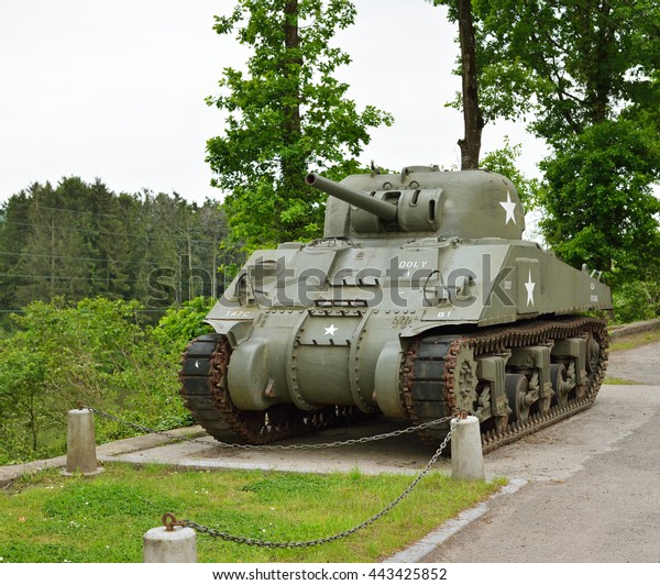 Sherman Tank Monument Belgium Ardennes On Stock Photo (Edit Now) 443425852