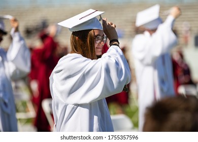 Sherman, TX / United States - June 12 2020: Sherman High School Graduates The Class Of 2020 On June 12 At Bearcat Stadium.