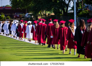 Sherman, TX / United States - June 12 2020: Sherman High School Graduates The Class Of 2020 On June 12 At Bearcat Stadium.