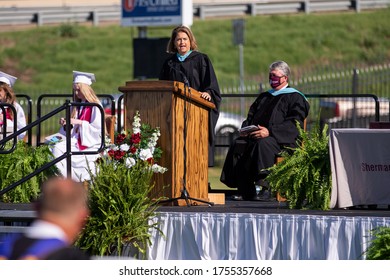 Sherman, TX / United States - June 12 2020: Sherman High School Graduates The Class Of 2020 On June 12 At Bearcat Stadium.