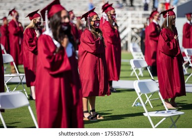 Sherman, TX / United States - June 12 2020: Sherman High School Graduates The Class Of 2020 On June 12 At Bearcat Stadium.