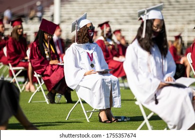 Sherman, TX / United States - June 12 2020: Sherman High School Graduates The Class Of 2020 On June 12 At Bearcat Stadium.