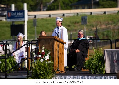 Sherman, TX / United States - June 12 2020: Sherman High School Graduates The Class Of 2020 On June 12 At Bearcat Stadium.