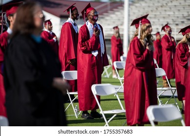 Sherman, TX / United States - June 12 2020: Sherman High School Graduates The Class Of 2020 On June 12 At Bearcat Stadium.