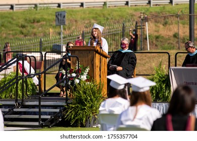 Sherman, TX / United States - June 12 2020: Sherman High School Graduates The Class Of 2020 On June 12 At Bearcat Stadium.