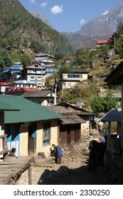 Sherpa Village On The Himalayan Ridge