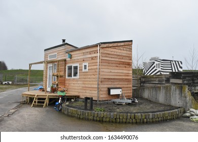 's-Hertogenbosch,The Netherlands, - January 30 2020: Tiny House In A Small Village Community Initiative At Environmental Park.