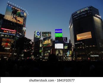 Shibuya, Tokyo/ Japan - May 10th, 2014: Photo Taken From A Different Angle And In Low Light Of Shibuya Crossing Or Scramble. It's The  World’s Busiest Street  Crossing Compared To Times Square In NY