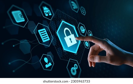 shield guard to protected from cyber attacks. Network security system concept, internet security safe online transfer and banking concept
