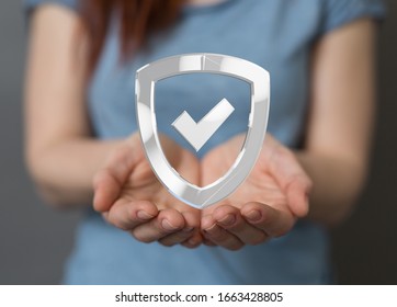 Shield Protection Concept Holding In Hand 3d